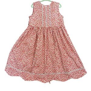 Laura Ashley Floral Dress Girls 5 Red White Sleeveless Cotton Vintage